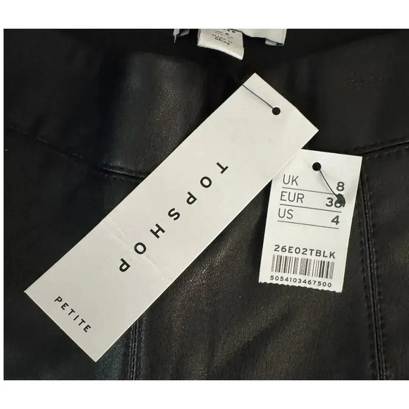 Topshop Women Black Faux Leather Ankle Side Zip US Size 4 Petite 4P NWT - Picture 7 of 10